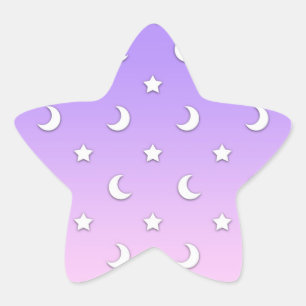 Little White Stars and Moons Pattern Star Sticker