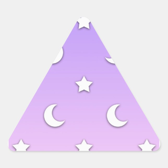 Little White Stars and Moons Pattern Triangle Sticker (Front)