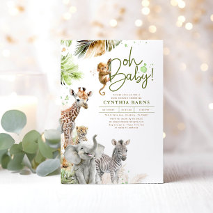 Little Wild Animals Jungle Safari Cute Baby Shower Invitation