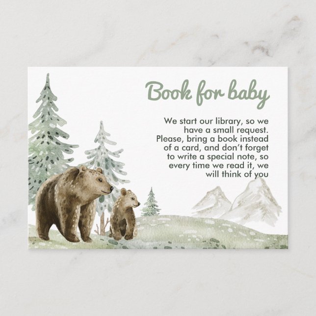 Little wild baby bear forest baby shower card (Front)