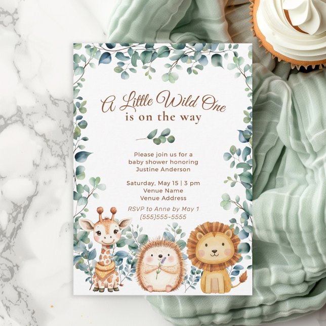 Little Wild One Animals Boy Girl Baby Shower  Invitation (Little wild one baby shower invitation)