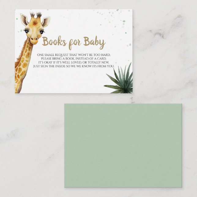 Little Wild One Baby Giraffe Safari Shower Enclosure Card (Front/Back)