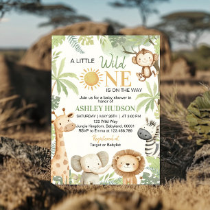 Little Wild One Jungle Safari Animals Baby Shower Invitation