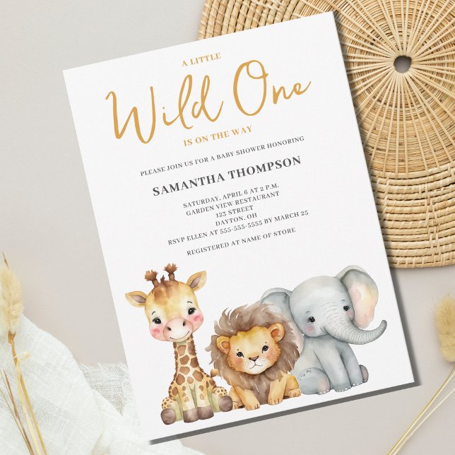 Little Wild One Safari Animal Baby Shower  Invitation (Creator Uploaded)