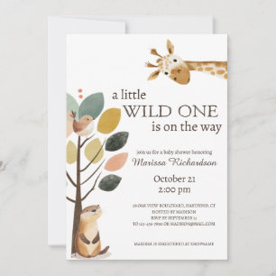 Little Wild One Safari Animals Baby Shower Invitation