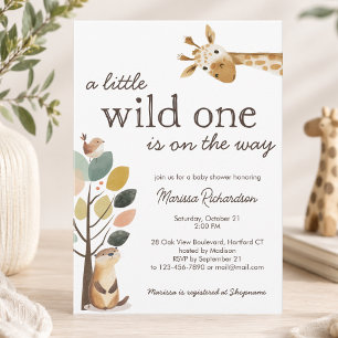 Little Wild One Safari Animals Baby Shower Invitation