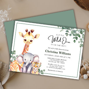 Little Wild One Safari Animals Baby Shower Invitation