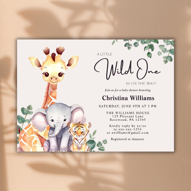 Little Wild One Safari Animals Baby Shower Invitation (Creator Uploaded)