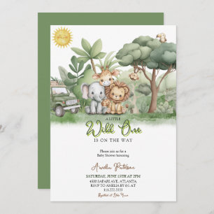 Little Wild One Safari Animals Watercolor Invitation