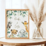 Little Wild One Safari Baby Shower Books & Gifts Poster<br><div class="desc">Cute a Little Wild One is On the Way baby shower signs features pretty greenery with cute watercolor safari animals. Personalise with your details.</div>