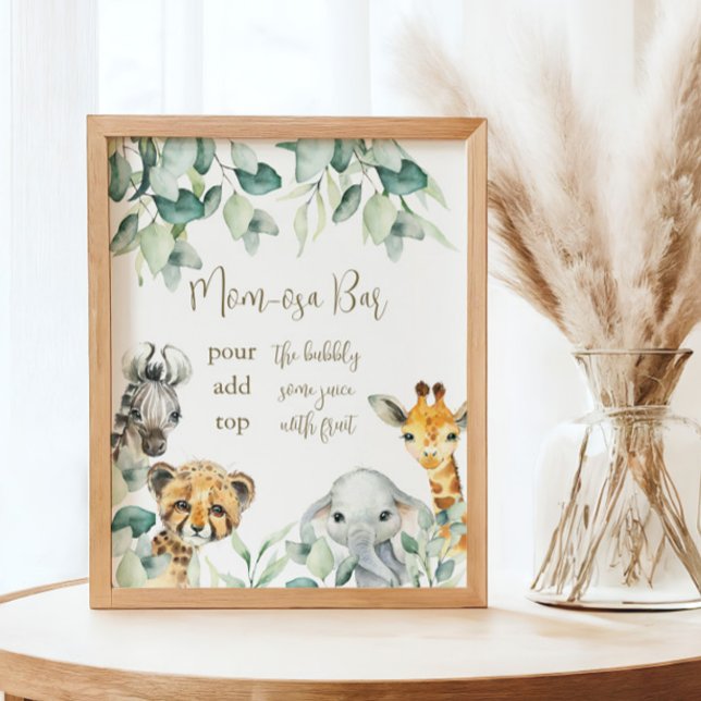 Little Wild One Safari Baby Shower Mum-osa Bar Poster (Mom-osa Bar Sign)
