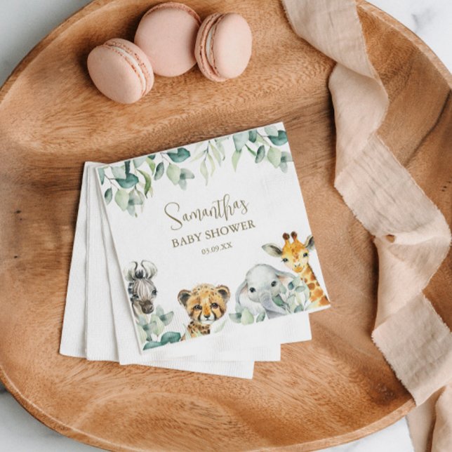 Little Wild One Safari Baby Shower  Napkin (Safari Wild One Baby Shower Napkins)