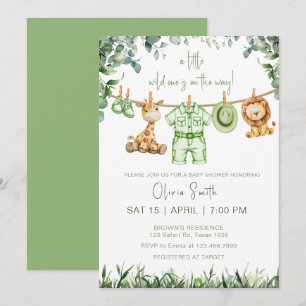 Little Wild One Safari Cute Animals Baby Shower Invitation