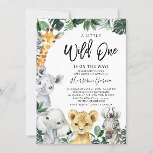 Little Wild One Safari Jungle Animals Baby Shower Invitation