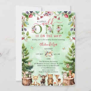 Little Wild One Woodland Animals Baby Shower Invitation