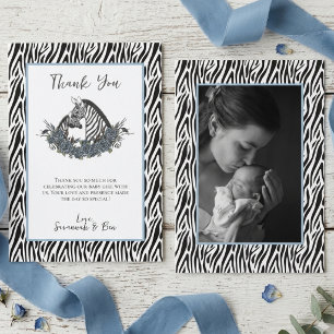 Little Wild One Zebra Safari Baby Shower Photo Thank You Card