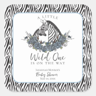 Little Wild One Zebra Safari Baby Shower Thank You Square Sticker