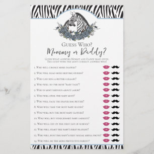 Little Wild One Zebra Safari Mummy or Dad Game