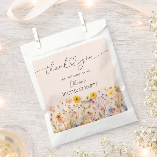 Little Wildflower 1st Birthday  Favour Bags (Clipped)