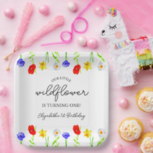 Little Wildflower 1st Birthday Paper Plate