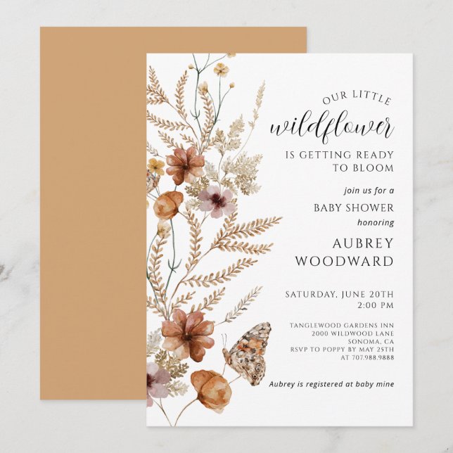 Little Wildflower Baby Bloom Baby Shower Invitation (Front/Back)