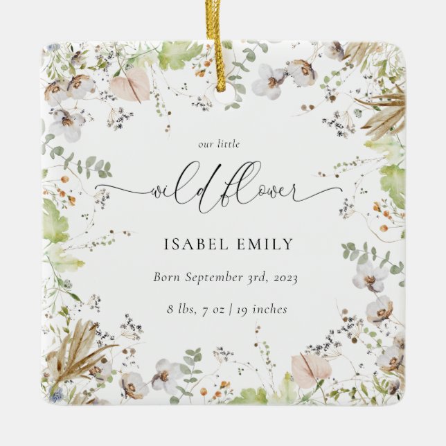 Little Wildflower Baby First Christmas Ceramic Ornament (Front)