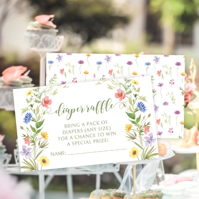 Little wildflower baby girl shower diaper raffle enclosure card (Creator Uploaded)