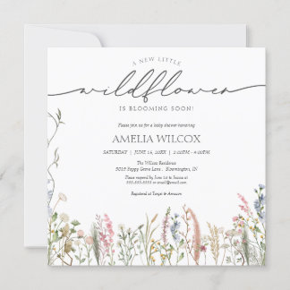 Little Wildflower Baby in Bloom Baby Shower Invitation