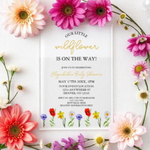 Little Wildflower Baby Shower Acrylic Invitations