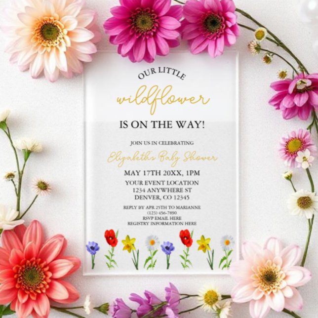 Little Wildflower Baby Shower Acrylic Invitations (Creator Uploaded)