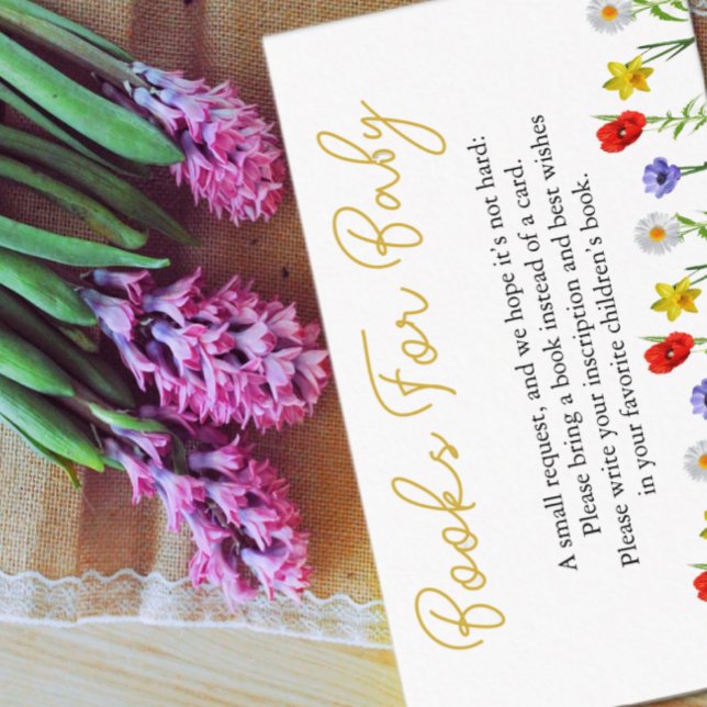 Little Wildflower Baby Shower Books For Baby Enclosure Card (Creator Uploaded)