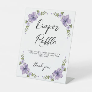 Little Wildflower Baby Shower Diaper Raffle Pedestal Sign