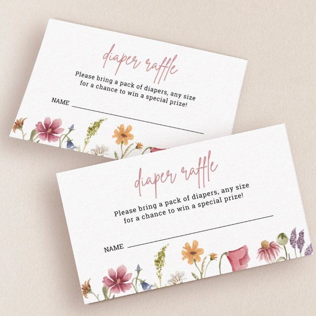 Little Wildflower Baby Shower Diaper Raffle Ticket Enclosure Card (Creator Uploaded)