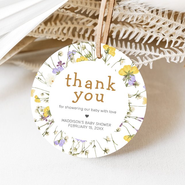 Little Wildflower Baby Shower Favour Tags (Wildflower Baby Shower Favor Tags)