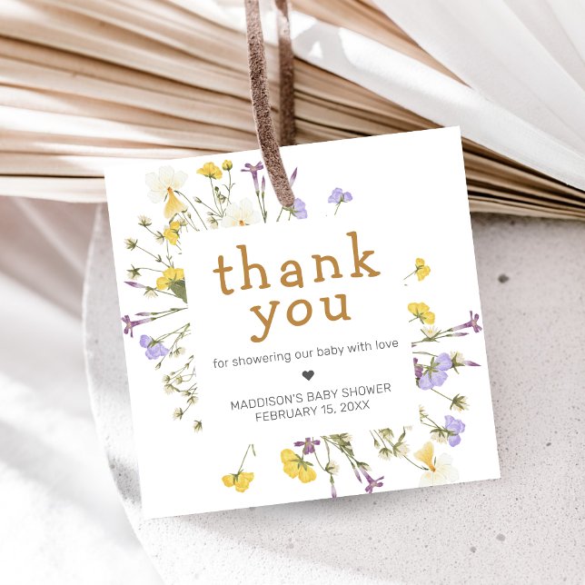 Little Wildflower Baby Shower Favour Tags (Wildflower Baby Shower Favor Tags)
