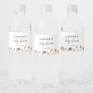 Little Wildflower Baby Shower Favours Water Bottle Label