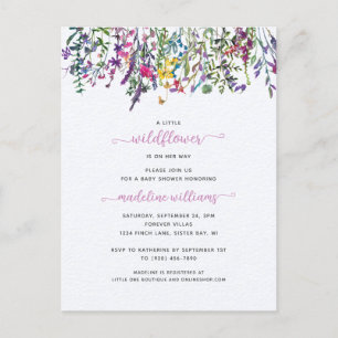 Little Wildflower Baby Shower Invitation Postcard