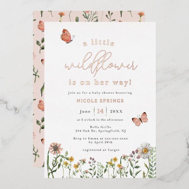 Little Wildflower Baby Shower Rose Gold (Front/Back)