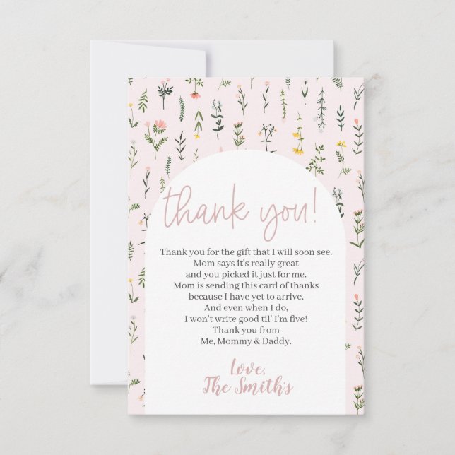 Little Wildflower Baby Shower Thank You Cards (Front)