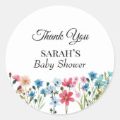 Little Wildflower Baby Shower Thank You Favour Classic Round Sticker (Front)