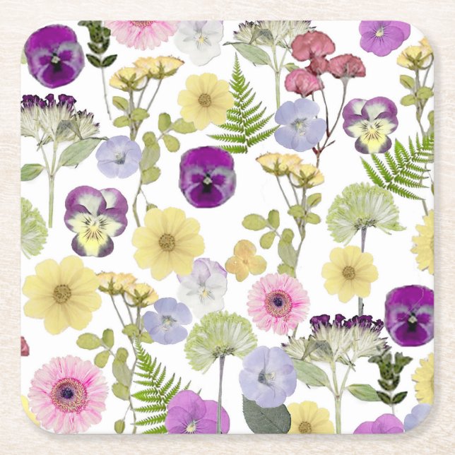 Little Wildflower baby shower theme paper coaster (Front)