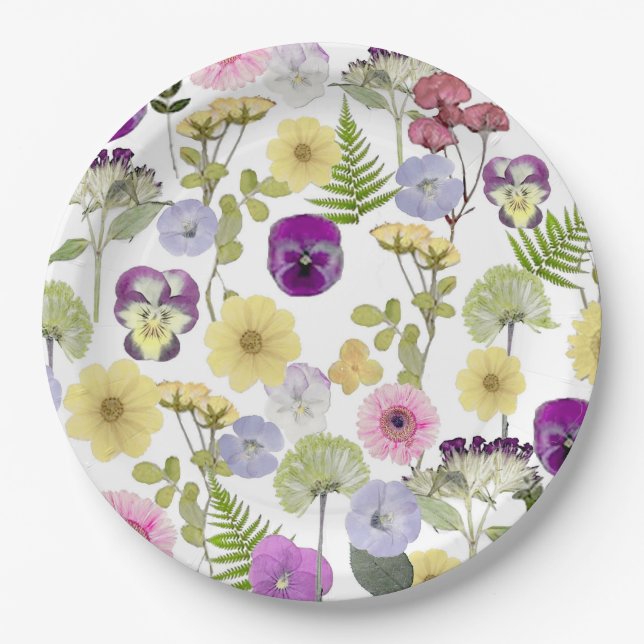 Little Wildflower baby shower theme paper plates (Front)