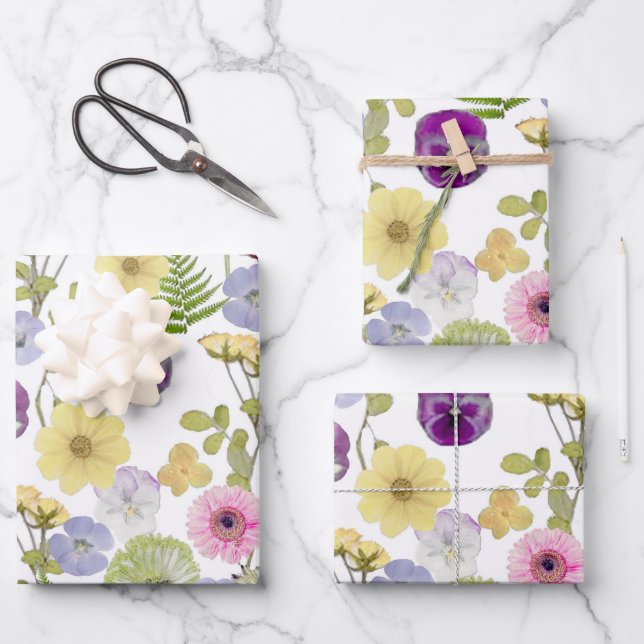 Little Wildflower baby shower theme wrapping paper (Front)