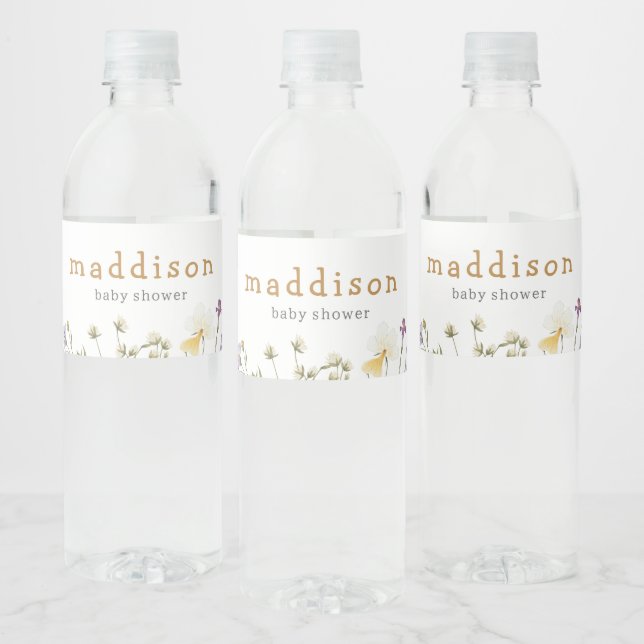 Little Wildflower Baby Shower Water Bottle Label (Bottles)