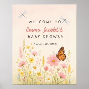 Little Wildflower Baby Shower Welcome Poster