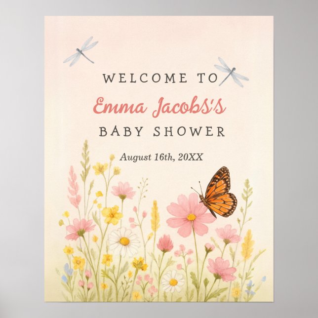 Little Wildflower Baby Shower Welcome Poster (Front)