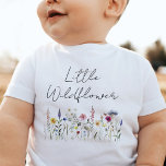 Little Wildflower Baby T-Shirt<br><div class="desc">Cute baby t-shirt featuring the phrase "Little Wildflower" written in a handwritten black script with a whimsical array of wildflowers in beautiful hues of pink,  yellow,  purple,  blue,  and green. This watercolor wildflower baby t-shirt is perfect to wear for spring and summer!</div>