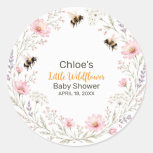 Little Wildflower Bee Baby Shower Classic Round Sticker