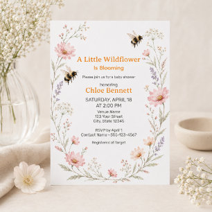 Little Wildflower Bee Baby Shower Invitation