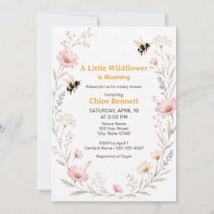 Little Wildflower Bee Baby Shower Invitation